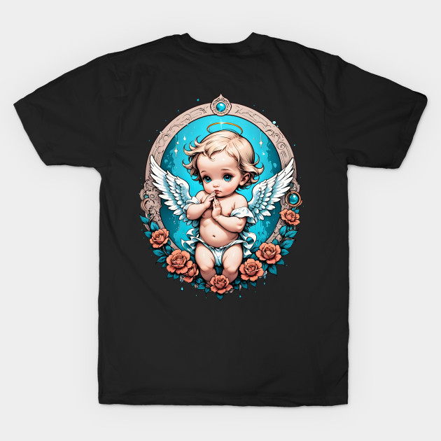 Praying Baby Boy Angel Cherub comic retro vintage by Neon City Bazaar